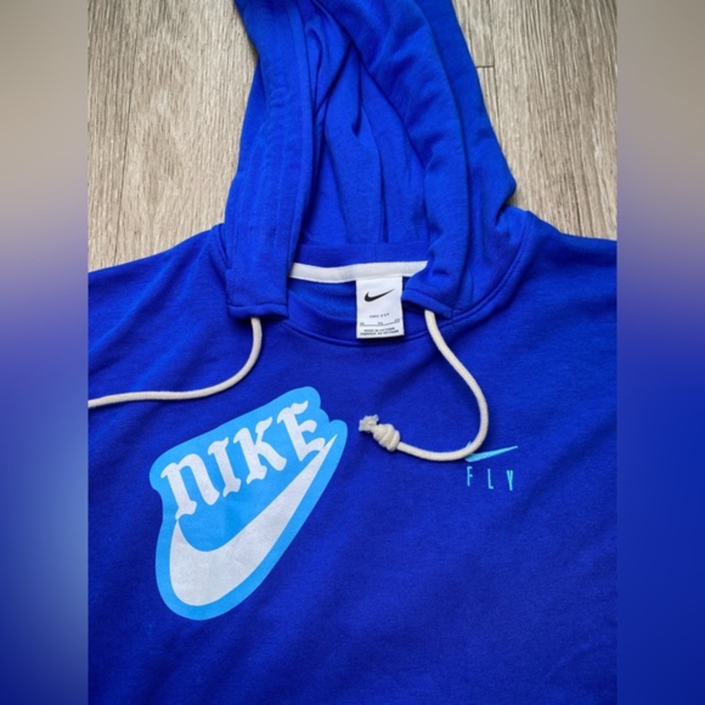 Rare Nike EYBL Cropped Hoodie Blue Women Size XL Who Run We Run Elite Basketball - Picture 3 of 10